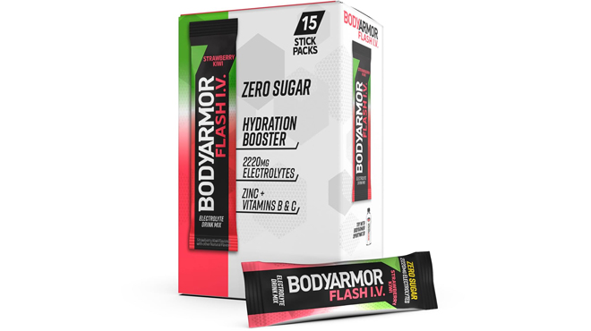 BodyArmor Flash IV Zero Sugar Electrolyte Packets 15 Count Strawberry Kiwi