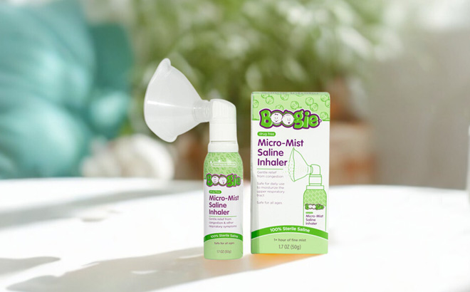 Boogie Micro Mist Saline Inhaler on a Table