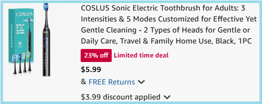 COSLUS Sonic Electric Toothbrush Checkout Page
