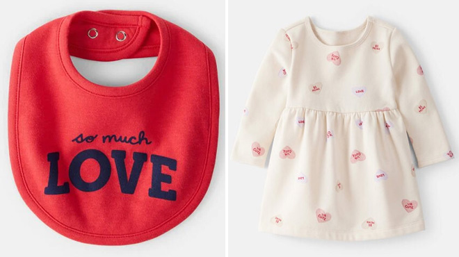Carters Baby Valentines Day So Much Love Bib and Baby Girl DayDream Fleece Valentines Day Hearts Knit Dress Carters Baby Valentines Day So Much Love Bib and Baby Girl DayDream Fleece Valentines Day Hearts Knit Dress