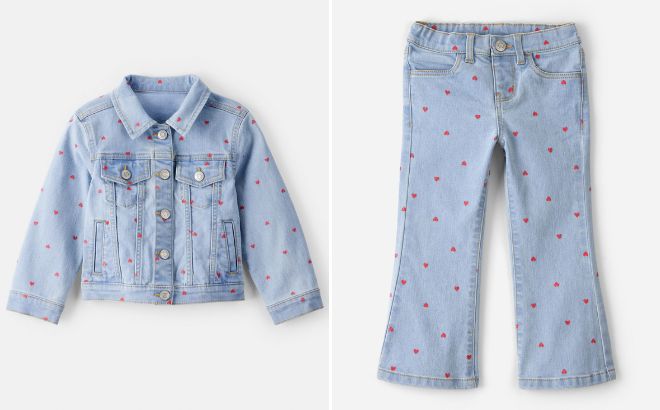 Carters x OshKosh Bgosh Toddler Girl Heart Denim Jacket and Toddler Girl Light Wash Heart Denim Jeans Carters x OshKosh Bgosh Toddler Girl Heart Denim Jacket and Toddler Girl Light Wash Heart Denim Jeans
