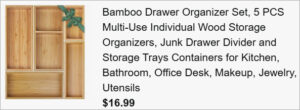 Checkout page of MapleGrace Drawer Organizer 5 Piece Set