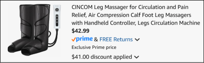 Cincom Leg Massager Checkout