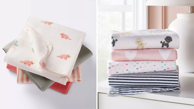 Cloud Island 4 Piece Flannel Baby Blanket Sets