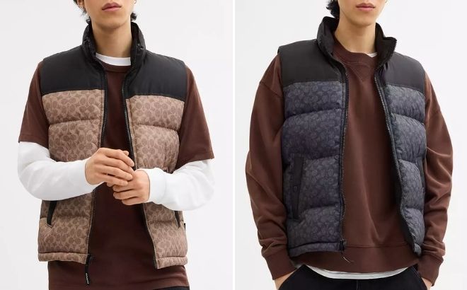 Coach Outlet Signature Down Vest In Recycled Polyester Coach Outlet Signature Down Vest In Recycled Polyester