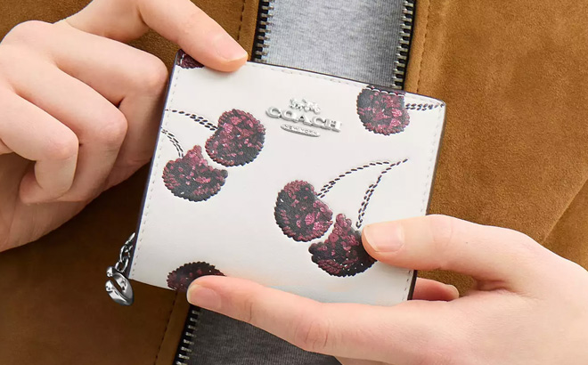Coach Outlet Snap Wallet With Cherry Print Coach Outlet Snap Wallet With Cherry Print