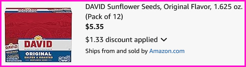 DAVID Sunflower Seeds Checkout Screen DAVID Sunflower Seeds Checkout Screen