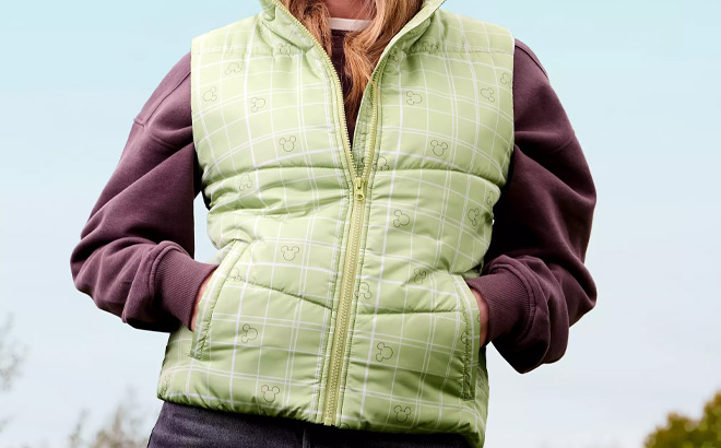 Disney Womens Mickey Mouse Icon Puffy Vest