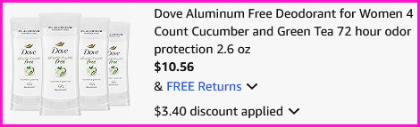 Dove Deodorant Checkout Screen