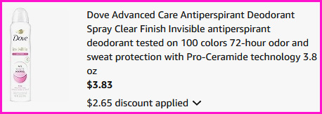 Dove Deodorant Spray Checkout Screen Dove Deodorant Spray Checkout Screen
