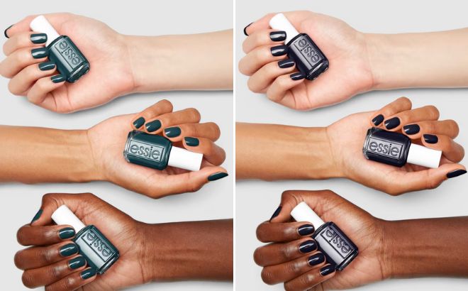 Essie Blues Greens Nail Polishes in Deep Milky Teal and Blue Black Colors Essie Blues Greens Nail Polishes in Deep Milky Teal and Blue Black Colors