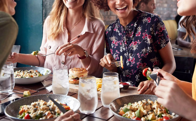 Friends Eating at a Local Restaurant