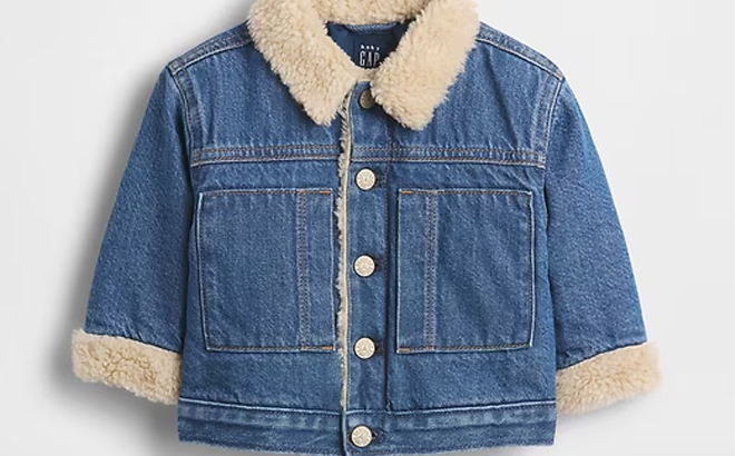 GAP Baby UltraSoft Denim Sherpa Bear Jacket 1