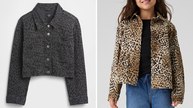 GAP Factory Kids Boxy Leopard Print Jacket