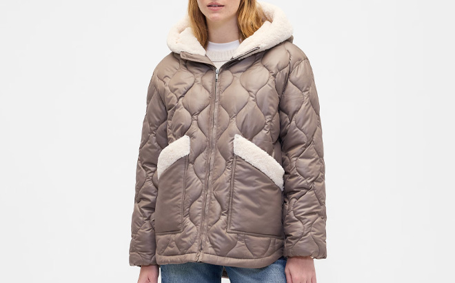 GAP Factory Relaxed Sherpa Trim Jacket GAP Factory Relaxed Sherpa Trim Jacket