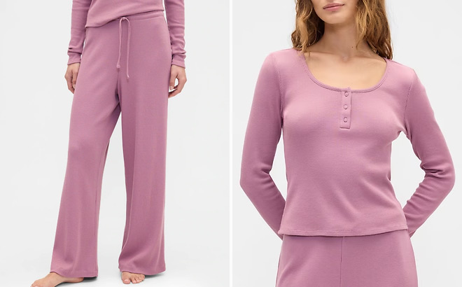 GAP Factory Waffle Knit Wide Leg PJ Pants GAP Factory Waffle Knit Wide Leg PJ Pants