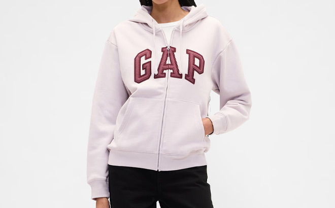 GAP Factory Womens Relaxed Logo Zip Hoodie