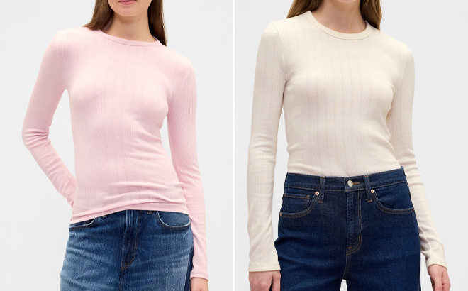 GAP Factory Womens Ribbed Crewneck T Shirts