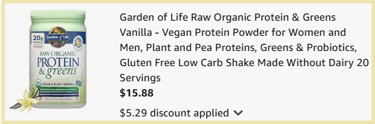 Garden of Life Raw Organic Protein Greens Vegan Protein Powder Checkout Page
