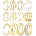 Gold Hoop Earrings Set for Women