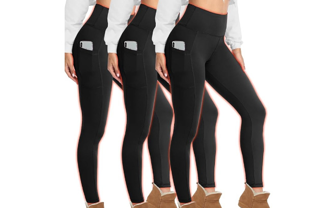 HIGHDAYS 3 Pack Fleece Lined Leggings