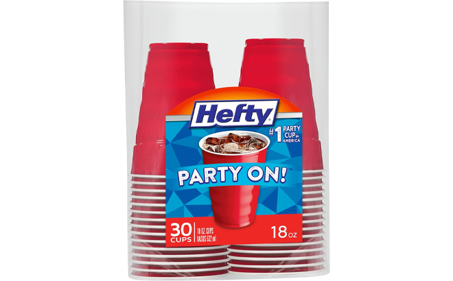 Hefty Party On Disposable Plastic Cups Red 18 Ounce 30 Count