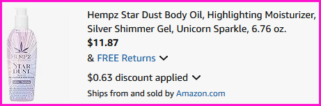 Hempz Body Oil Checkout Screen