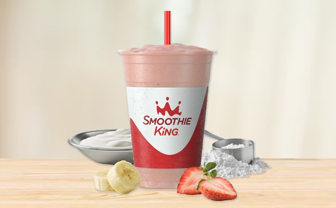 High Protein Greek Yogurt Gut Health Strawberry Banana Smoothie from Smoothie King High Protein Greek Yogurt Gut Health Strawberry Banana Smoothie from Smoothie King