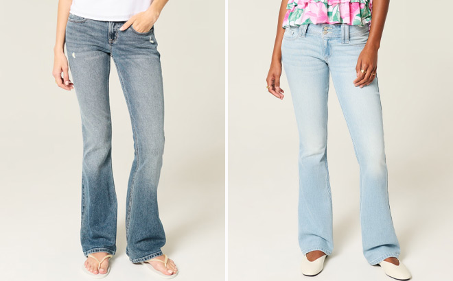 Hollister Low Rise Distressed Medium Wash Bootcut Jeans Hollister Low Rise Distressed Medium Wash Bootcut Jeans
