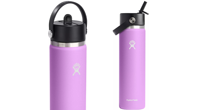Hydro Flask Wide Mouth Bottle with Flex Straw Cap in Anemone Color
