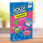 Jolly Rancher Valentines Lollipops Box 20 Pieces on the Table