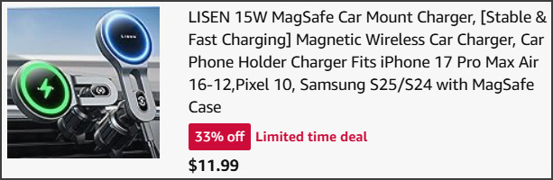 Lisen Car Mount Charger at Checkout