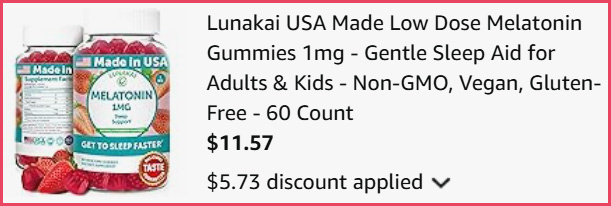 Lunakai 60 Count Melatonin Gummies at Checkout