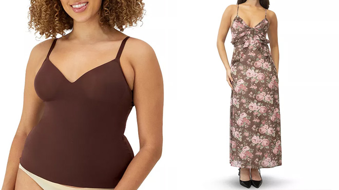 Maidenform Firm Control Shapewear Tummy Shaping Wireless Foam Cami and Madden Girl Cami Ruffle Midaxi Dress Maidenform Firm Control Shapewear Tummy Shaping Wireless Foam Cami and Madden Girl Cami Ruffle Midaxi Dress