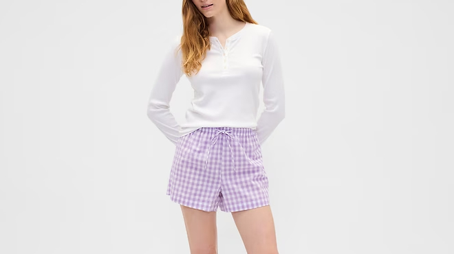 Model Wearing GAP PJ Shorts