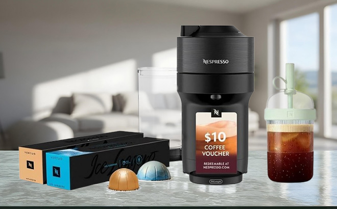 Nespresso Vertuo Pop Cold Coffee Maker on the Table Nespresso Vertuo Pop Cold Coffee Maker on the Table