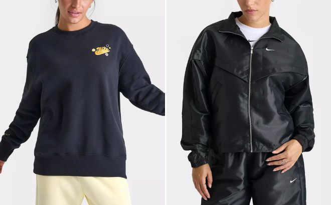 Nike Sportswear Be Kind Phoenix Fleece Oversized Crewneck Sweatshirt and Nike Sportswear Windrunner Shine Jacket