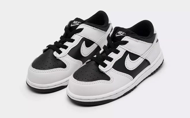 Nike Toddler Dunk Low Casual Shoes in Black White and Platinum Tint Colors