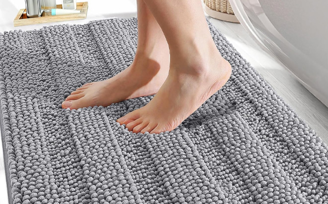 Olanly Thick Bathroom Rug in Gray Color