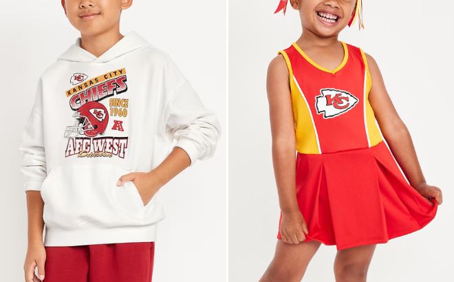 Old Navy NFL Boys Oversized Pullover Hoodie and Toddler Girls Graphic Mesh Dress Old Navy NFL Boys Oversized Pullover Hoodie and Toddler Girls Graphic Mesh Dress