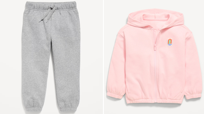 Old Navy Toddler Favorite Fleece Baggy Jogger Sweatpants and Old Navy Toddler Full Zip Hoodie 