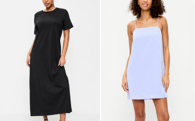 Old Navy Vintage Crew Neck Maxi Dress and Strappy Mini Shift Dress