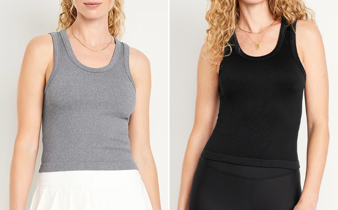 Old Navy Womens Exhale Seamless Fitted Rib Tanks