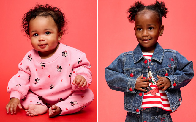 Old Navy x Disney Baby Sleep and Play One Piece and Old Navy x Disney Minnie Mouse Baby Sweatshirt and Sweatpants Set