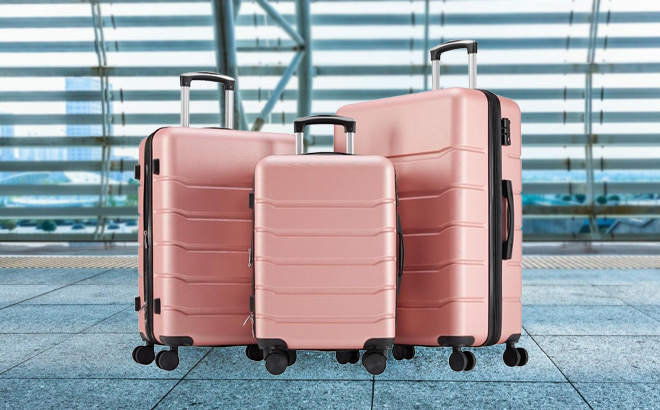 Olixis 3 Piece Suitcase Set in Pink Color Olixis 3 Piece Suitcase Set in Pink Color