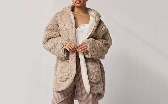 Out From Under Cloud Nine Reversible Fleece Hooded Teddy Robe