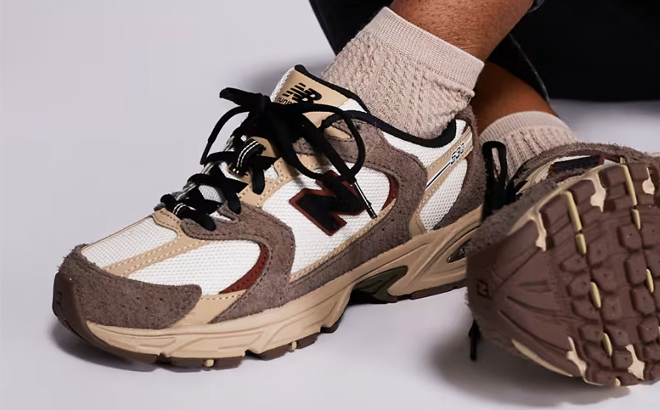 Person Wearing New Balance 530 Brown Shoes