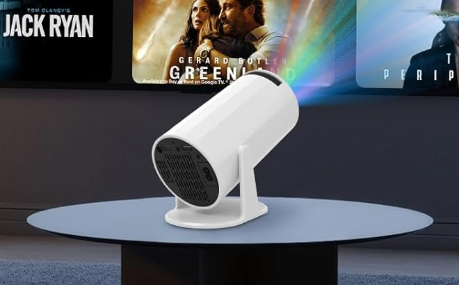 Portable Mini Projector on a Table