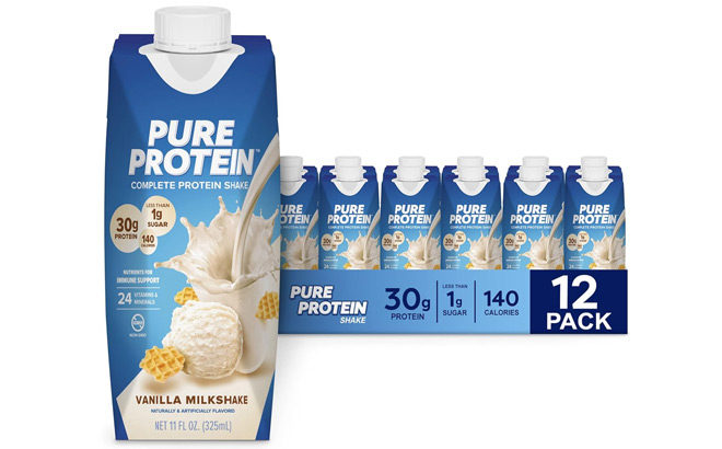 Pure Protein Vanilla Milkshake Complete Protein Shake 12 Pack