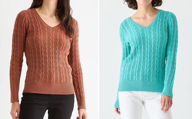 St Johns Bay Tall Womens V Neck Long Sleeve Cable Knit Pullover St Johns Bay Tall Womens V Neck Long Sleeve Cable Knit Pullover